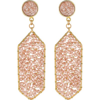 Panacea Beaded Hexagon Drop Earrings