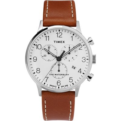 Timex Waterbury Chronograph Leather Strap Watch, 40Mm