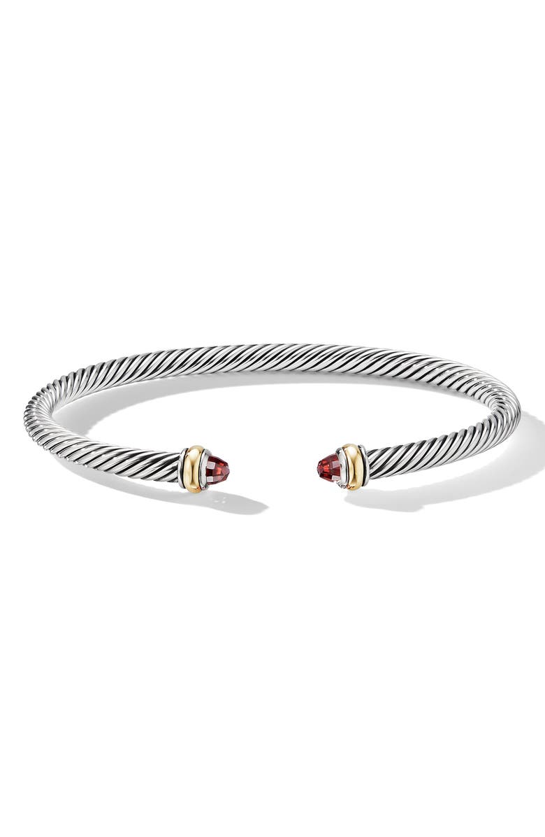DAVID YURMAN 4mm Cable Classic Bracelet with 18K Gold & Semiprecious Stones, Main, color, GARNET