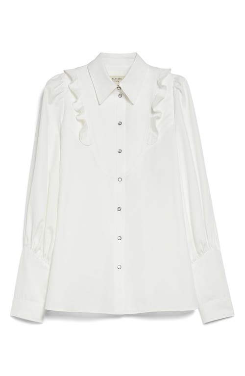 Shop Max Mara Weekend  Pancia Ruffle Detail Cotton Button-up Blouse In White