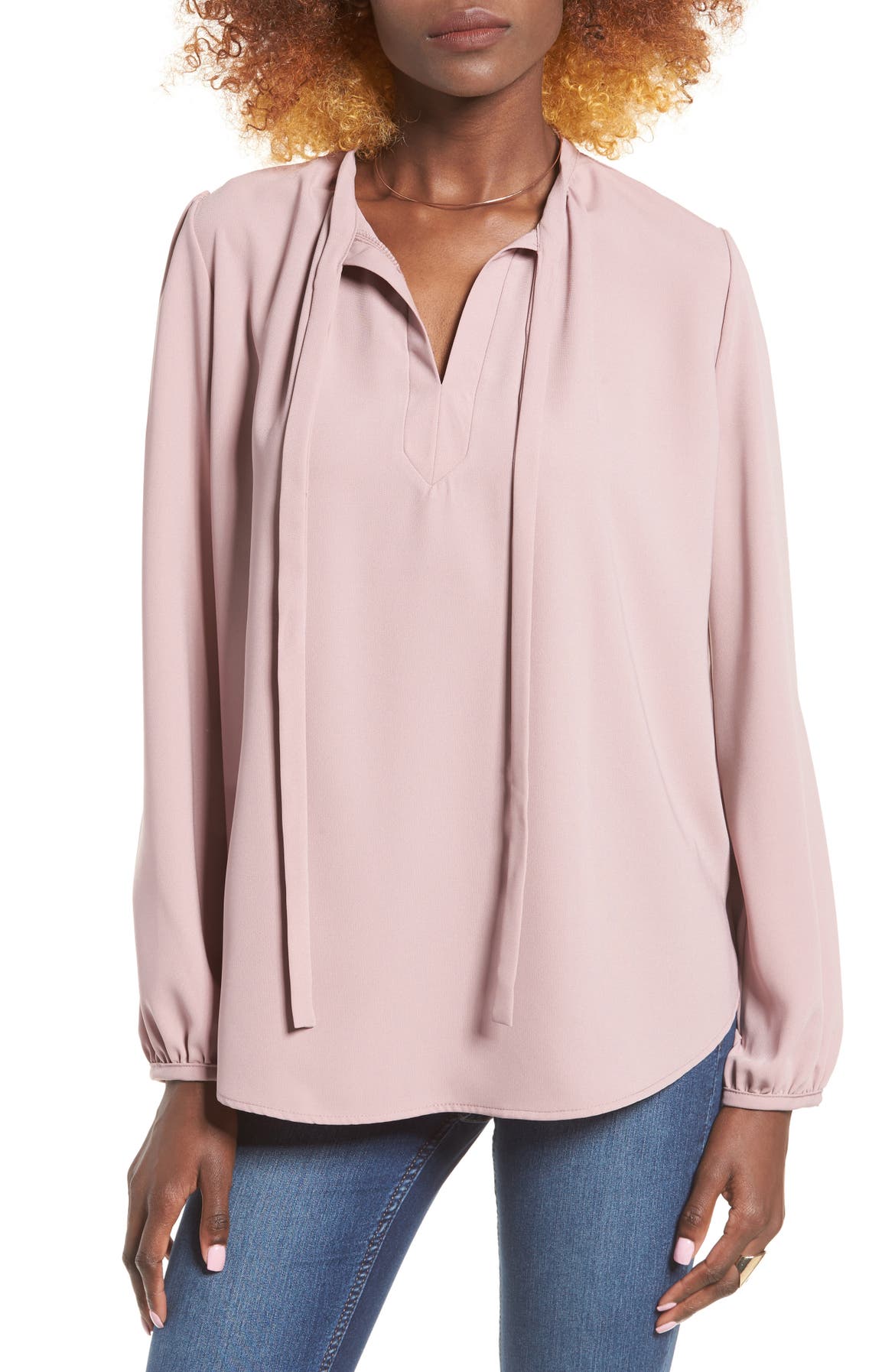 Leith Tie Neck Blouse | Nordstrom