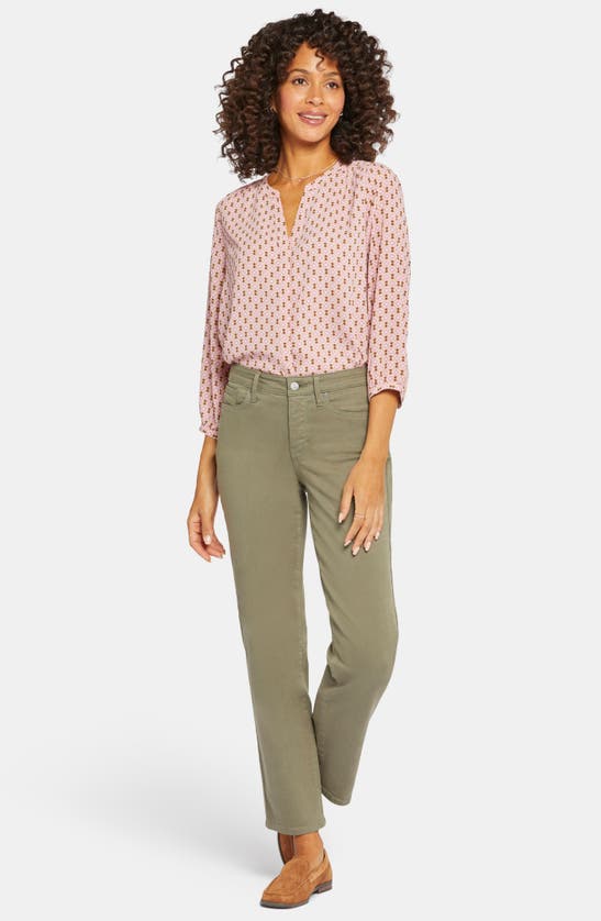 Nydj Relaxed Slender Womens Pocket Denim Straight Leg Jeans In Avocado