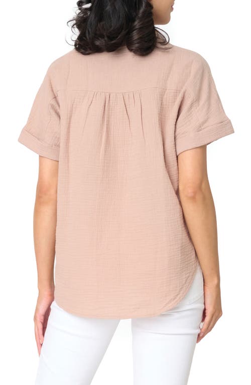 Gibsonlook All Day Cotton Gauze Popover Shirt In Taupe
