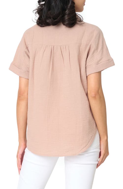 Shop Gibsonlook All Day Cotton Gauze Popover Shirt In Taupe