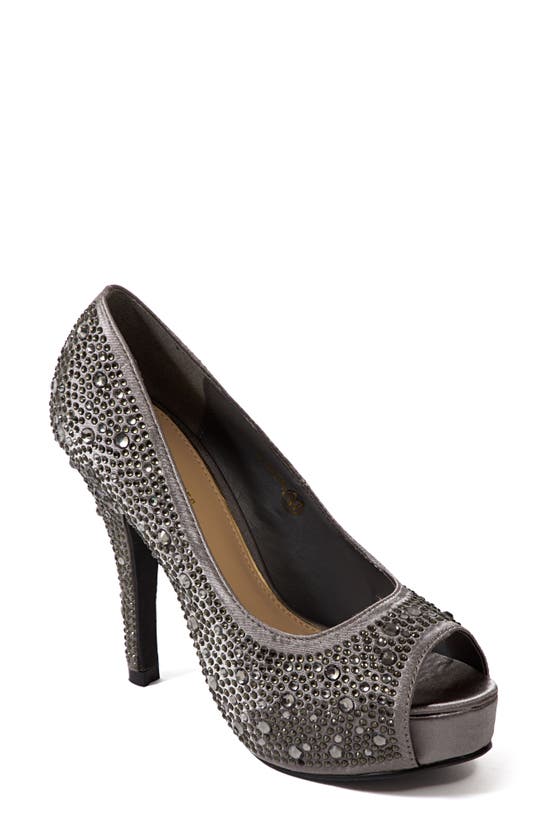 Lady Couture Lauren Rhinestone Embellished Platform Sandal In Pewter