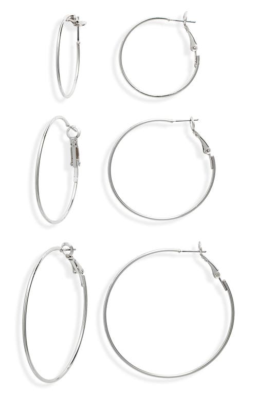 Shop Bp. Set Of 3 Hoop Earrings In Sterling Silver Dipped