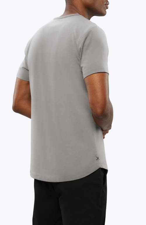 Shop Cuts Ao Curved Hem Short Sleeve Henley In Dusky Graphite