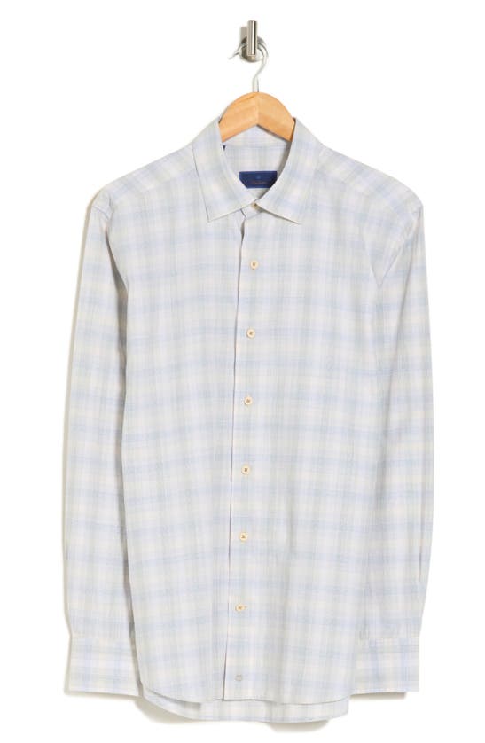 David Donahue Casual Plaid Cotton Poplin Button-down Shirt In Grass/ Blue