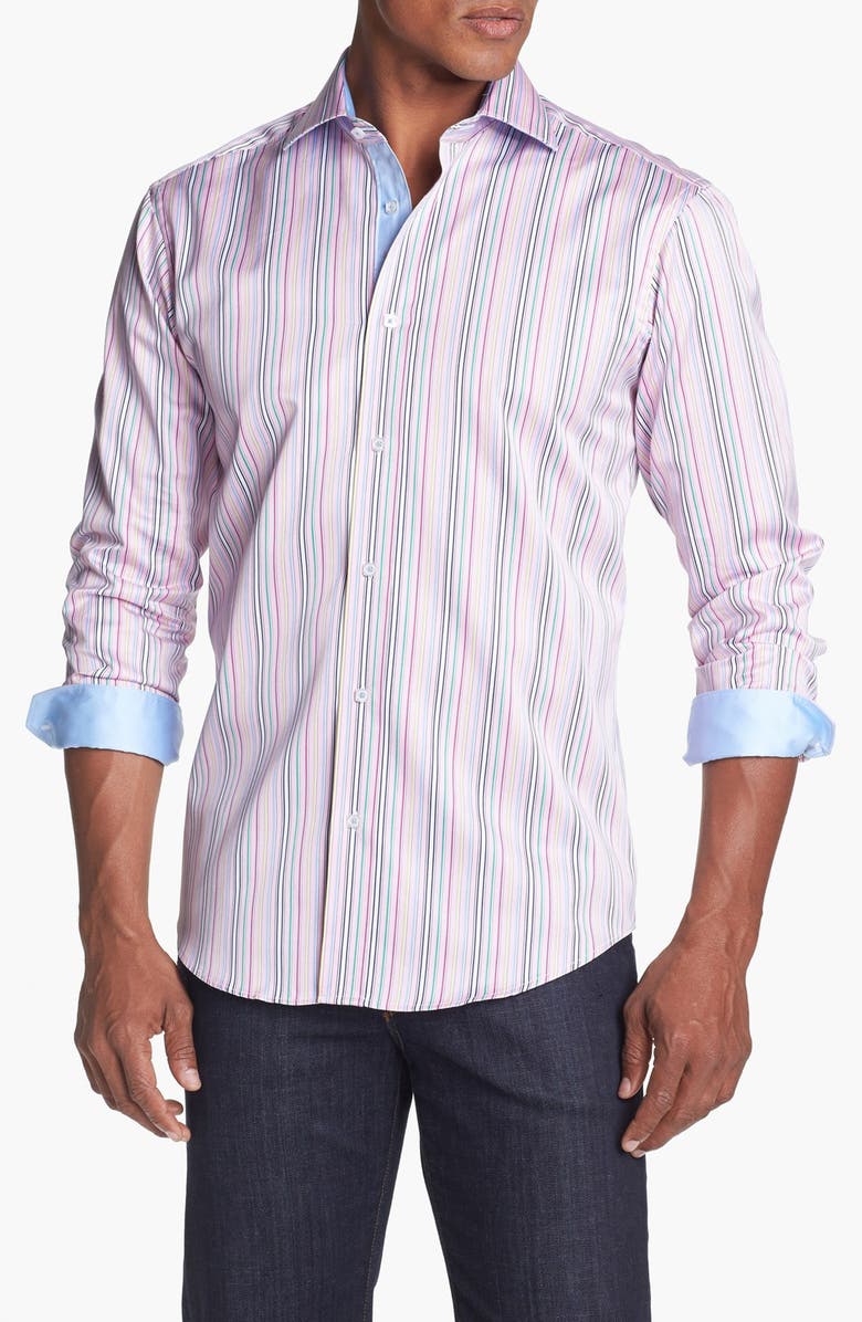 Bugatchi Striped Shaped Fit Cotton Sport Shirt | Nordstrom