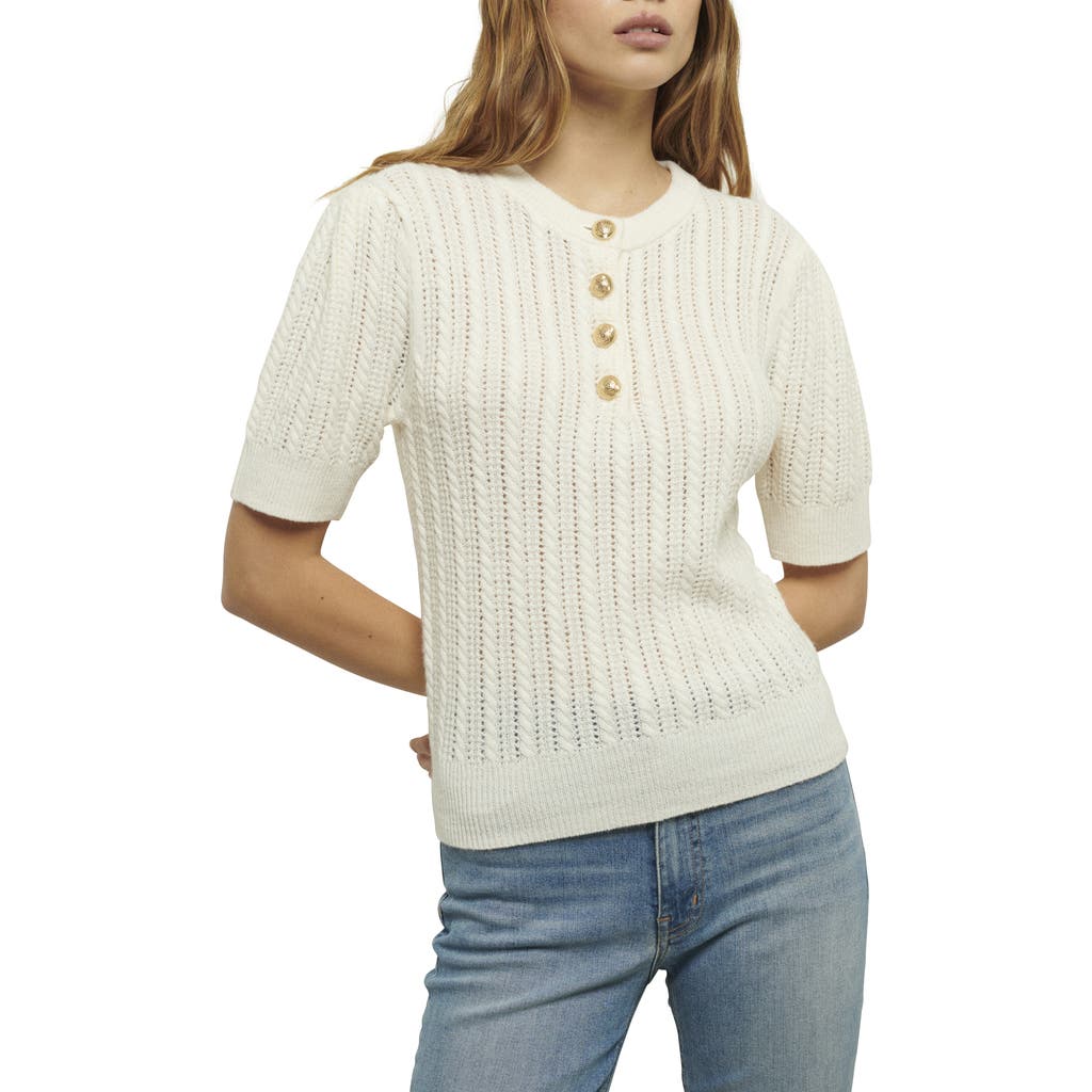 Derek Lam 10 Crosby Shea Puff Sleeve Cable Sweater In Ivory