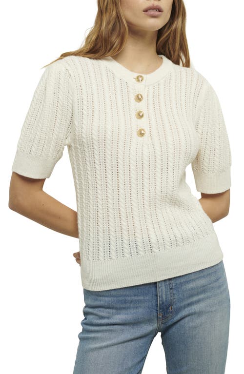 Derek Lam 10 Crosby Shea Puff Sleeve Cable Sweater In Ivory
