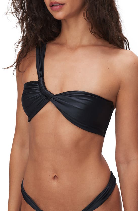 Shop Good American Bali One-shoulder Bikini Top In Black001