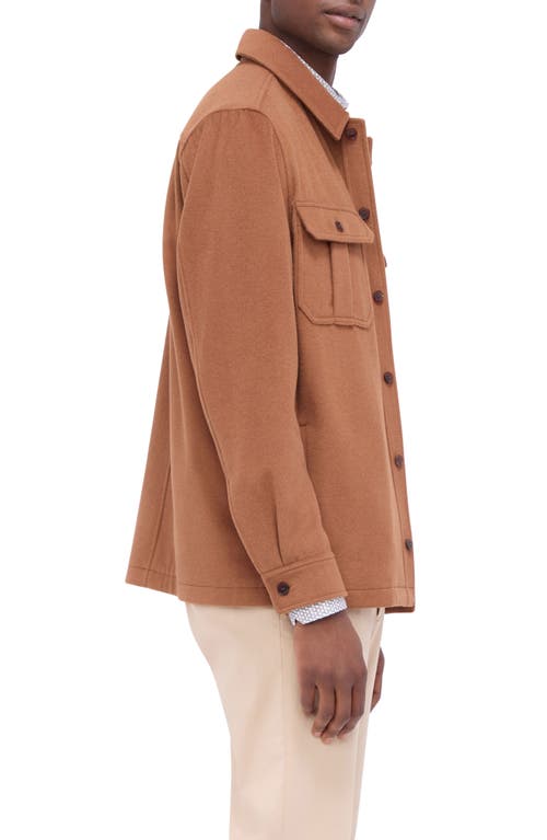 Shop Bugatchi Wool Blend Shirt Jacket In Cinnamon