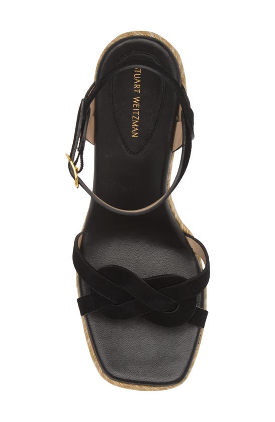 Stuart Weitzman Braided Platform Espadrille Wedge Sandal In Black