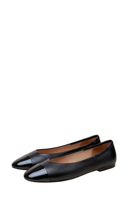 Shop Linea Paolo Nolan Cap Toe Ballet Flat In Black