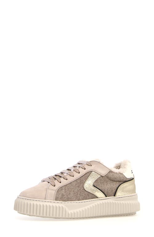 Shop Voile Blanche Lipari Geniune Shearling Lined Sneaker In Cream Beige