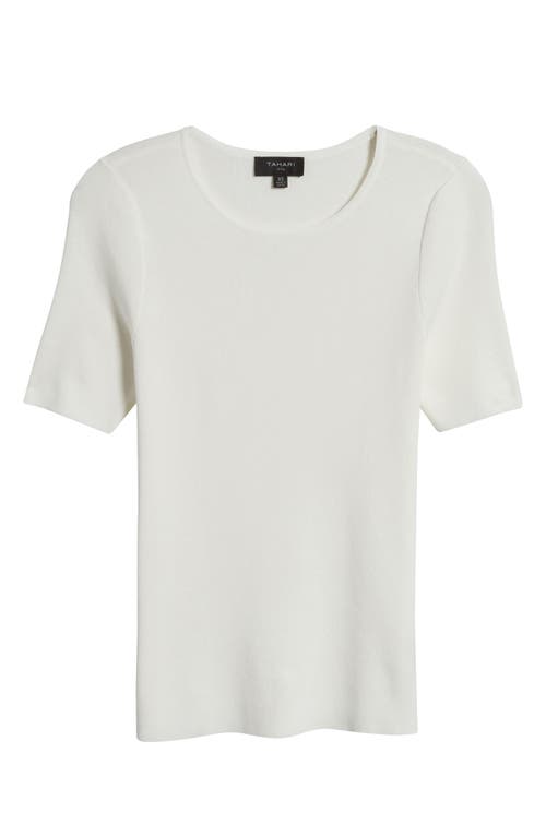 Shop Tahari Asl Short Sleeve Sweater In Ivory