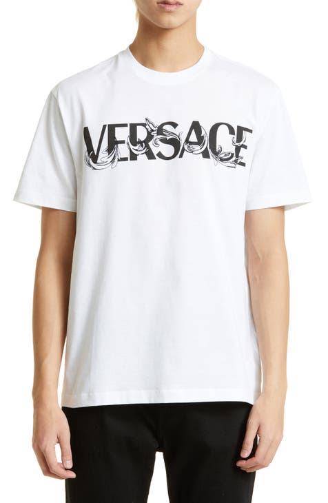 Versace Men's Cotton Blend Logo Graphic Tees, Pack of 2 Black
