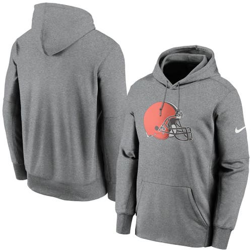 Men's Nike Heathered Gray Cleveland Browns Fan Gear Primary Logo Performance Pullover Hoodie in Heather Gray