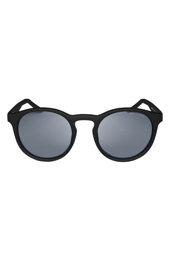 Nike Swerve 51mm Polarized Round Sunglasses In Matte Black/ Polar Grey