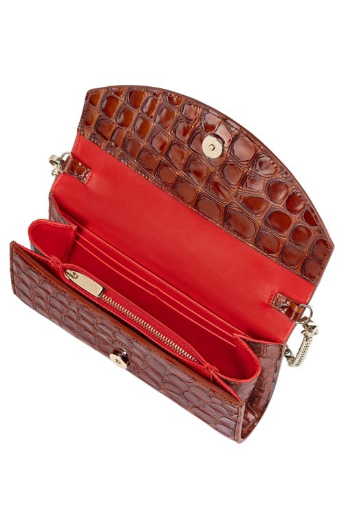 Shop Christian Louboutin Loubi54 Croc Embossed Leather Wallet On A Chain In 7023 Acajou/acajou