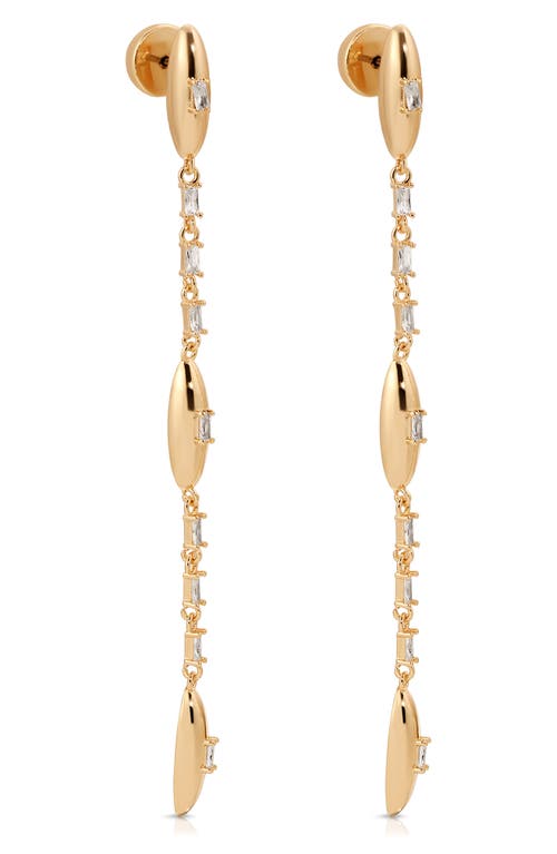 Ettika Baguette Cubic Zirconia Oval Dome Linear Drop Earrings In Gold
