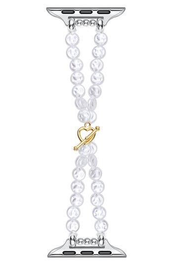 The Posh Tech Eloise Imitation Pearl Apple Watch® Bracelet Watchband In White