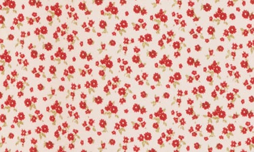 Shop Lush Floral Print Puff Sleeve Midi Dress In Cream Red