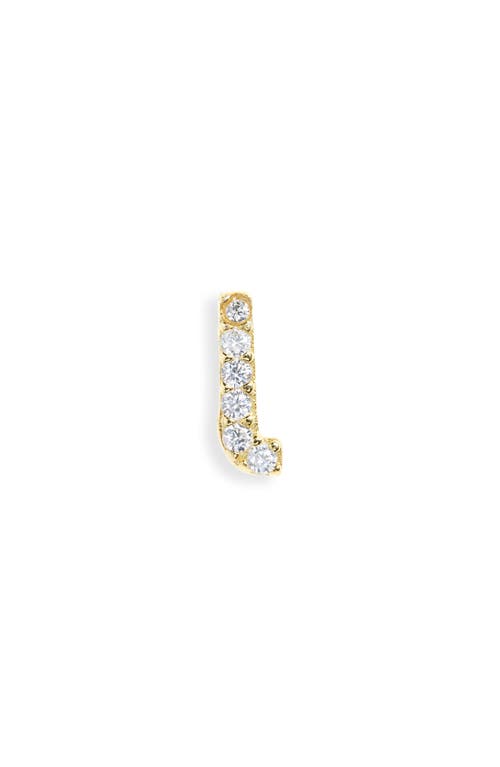 Argento Vivo Sterling Silver Pavé Cubic Zirconia Initial Single Stud Earring in Gold-L 