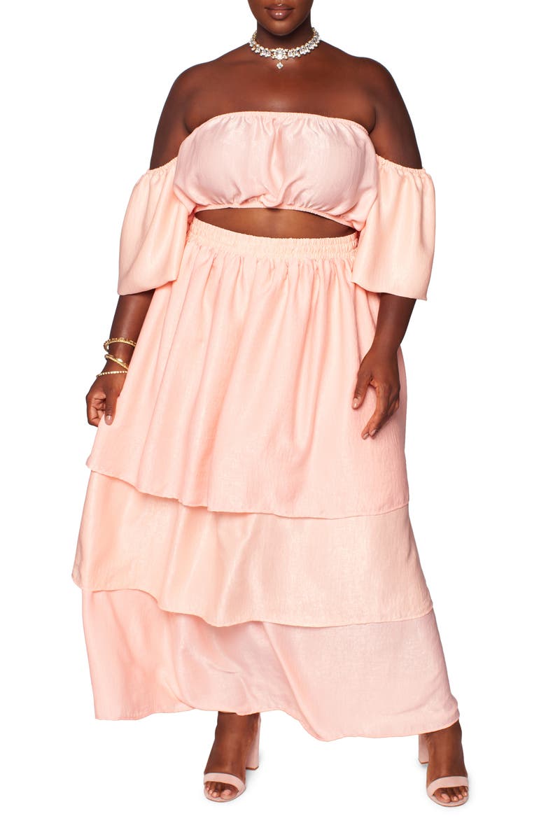ZELIE FOR SHE The Goddess Two-Piece Top and Skirt Set, Main, color, DUSTY PINK