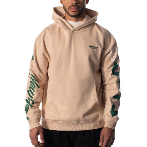 Unisex The Wild Collective Cream New York Jets Heavy Block Graphic Pullover Hoodie