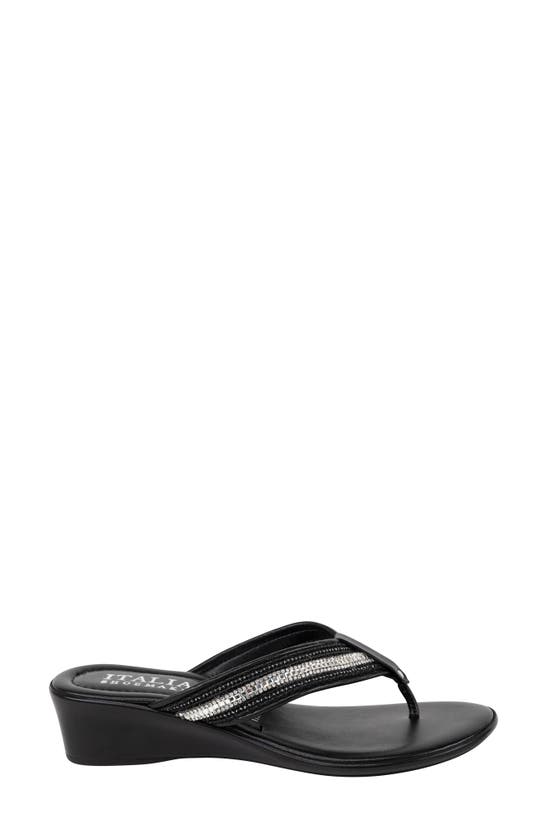 Shop Italian Shoemakers Jewel Wedge Sandal In Black