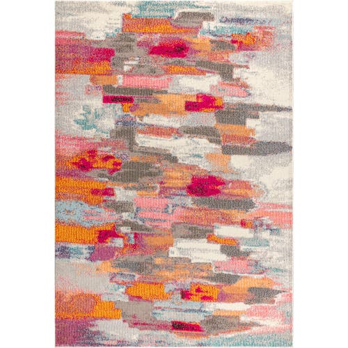 Jonathan Y Contemporary Pop Modern Abstract Brushstroke Area Rug In Ivory/pink
