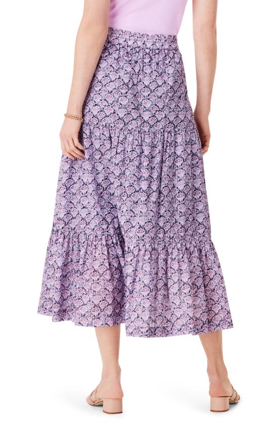 Shop Nic + Zoe Nic+zoe Falling Fans Tiered Cotton Skirt In Purple Multi