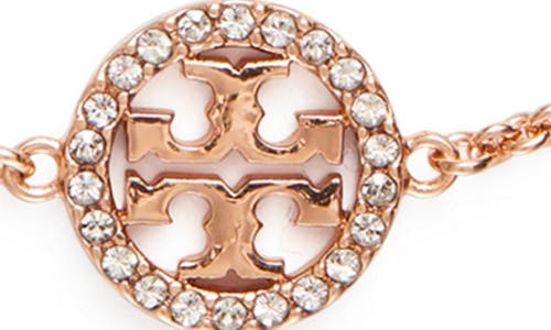 Shop Tory Burch Miller Pavé Charm Bracelet In Rose Gold/crystal