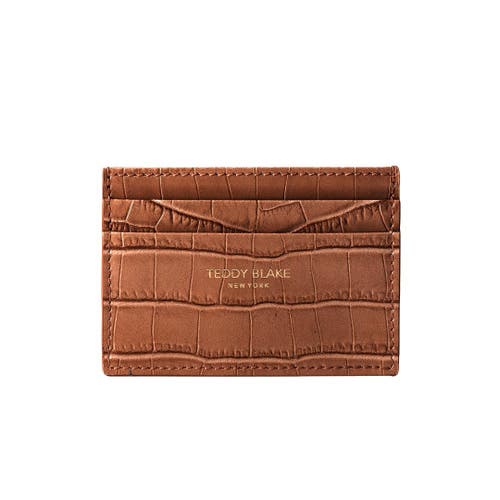 Shop Teddy Blake Cardholder Croco In Camel Brown