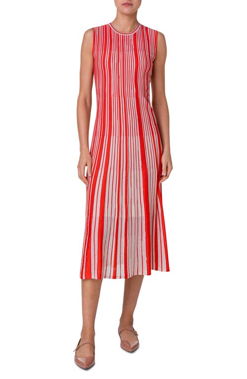 Akris Asago Stripe Silk & Wool Blend Midi Sweater Dress Poppy-Sand at Nordstrom,