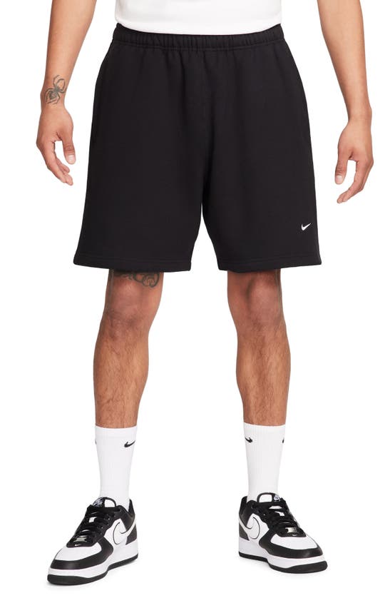 Shop Nike Solo Swoosh Fleece Sweat Shorts In Black/ White