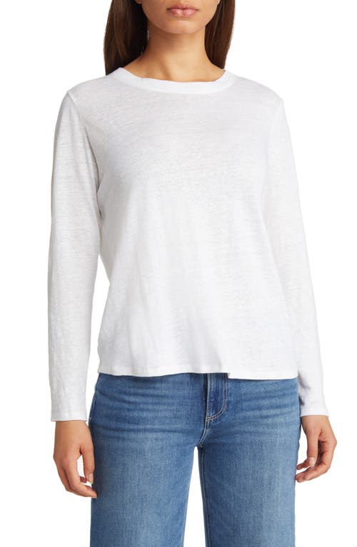 Eileen Fisher Organic Linen Long Sleeve T-Shirt White at Nordstrom,