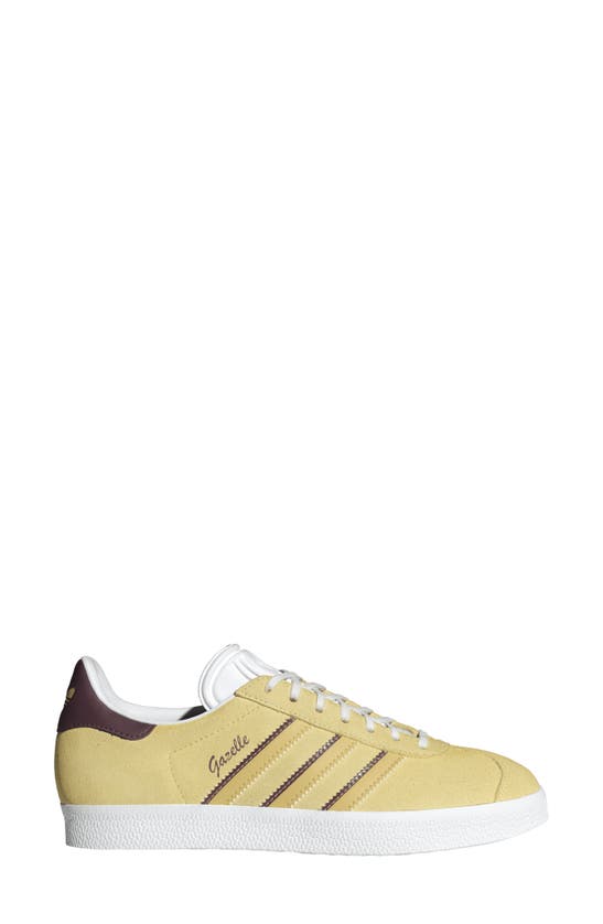 Shop Adidas Originals Gazelle Sneaker In Almost Yellow/ Oat/ Maroon