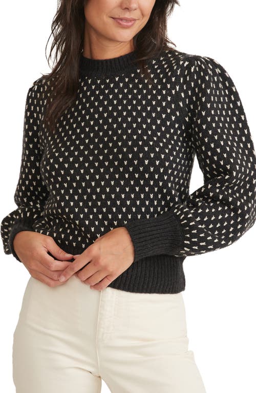 Marine Layer Alma Puff Sleeve Sweater In Black/white