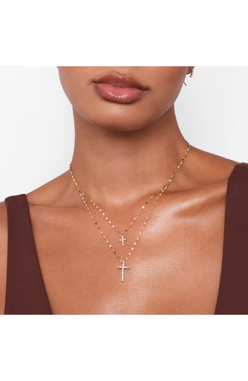 LANA LANA BAGUETTE DIAMOND MINI CROSS PENDANT NECKLACE 