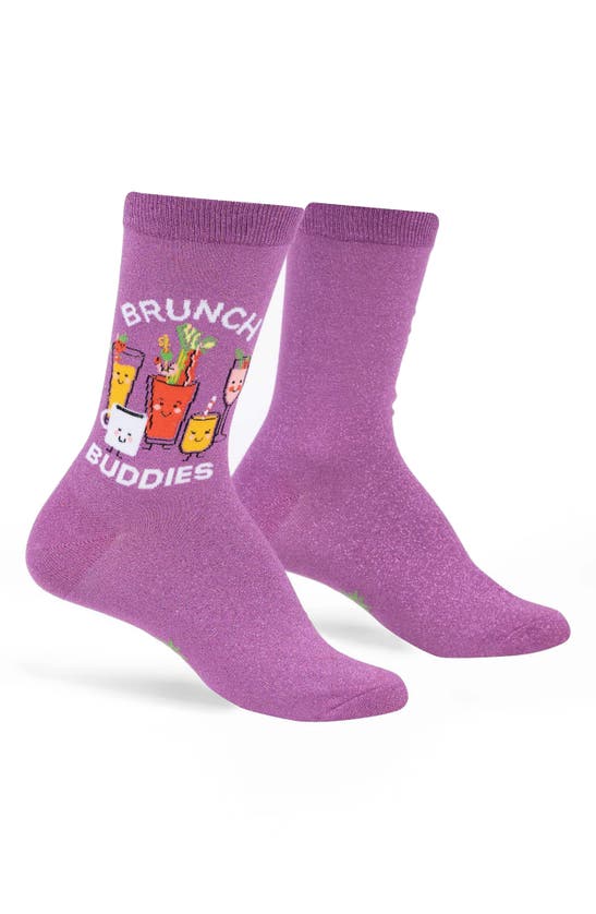 Shop Sock It To Me Brunch Crew Socks In Purple Multi