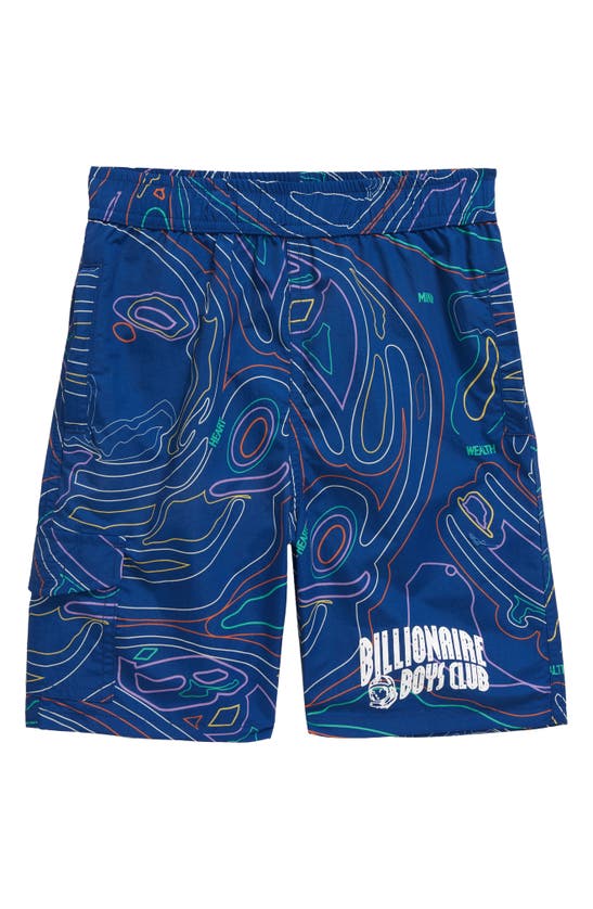 Billionaire Boys Club Kids' Topographic Print Shorts In Mazarine B