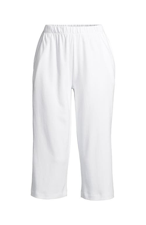 Lands' End Tall Sport Knit High Rise Elastic Waist Capri Pants In White