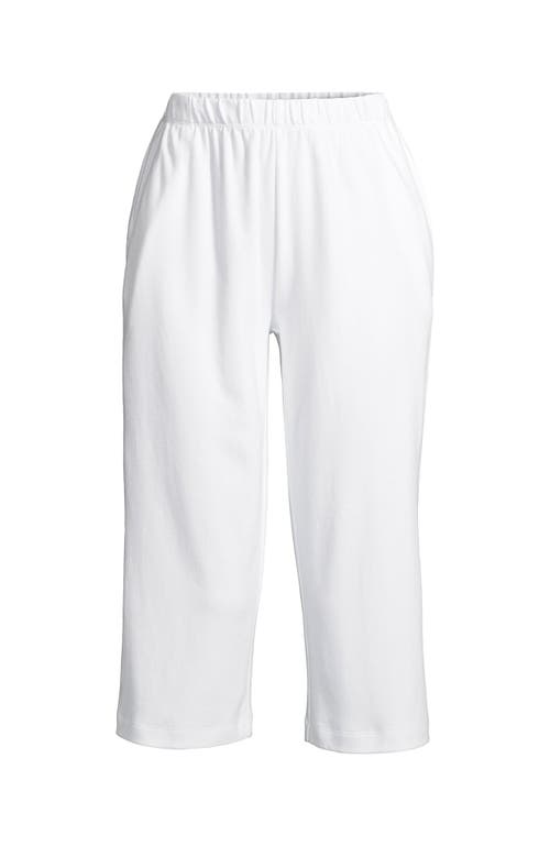 Shop Lands' End Plus Size Sport Knit High Rise Elastic Waist Capri Pants In White