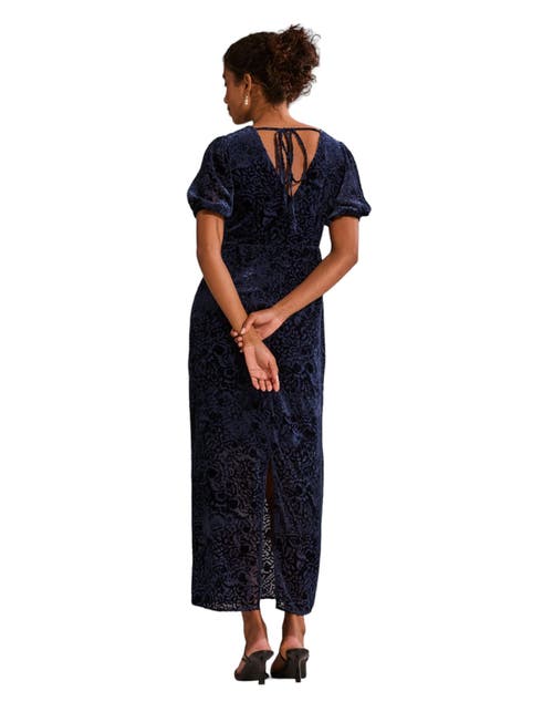 Shop Fatface Nora Burnout Midi Dress In Navy