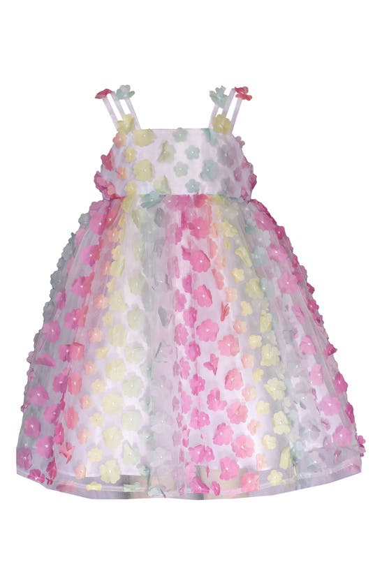 Shop Iris & Ivy Kids' 3d Floral Tiered Dress In White Multi