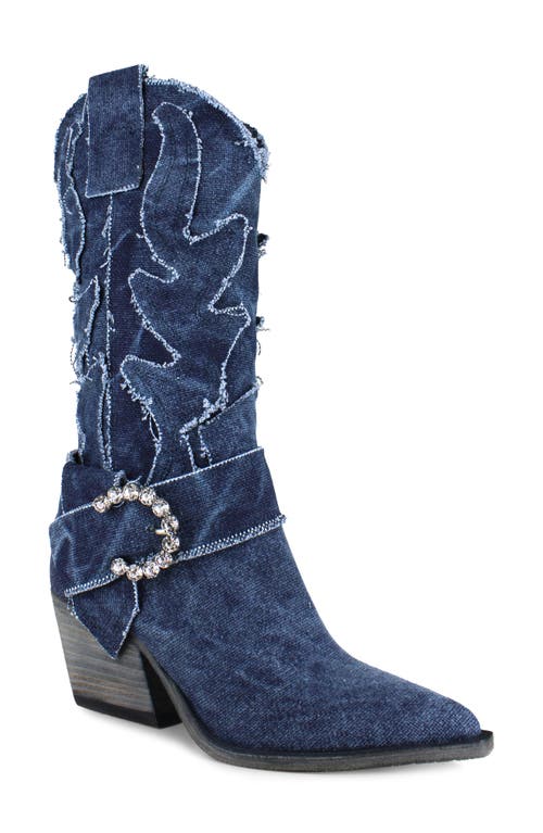 Shop Zigi Neguiver Western Boot In Blue Denim