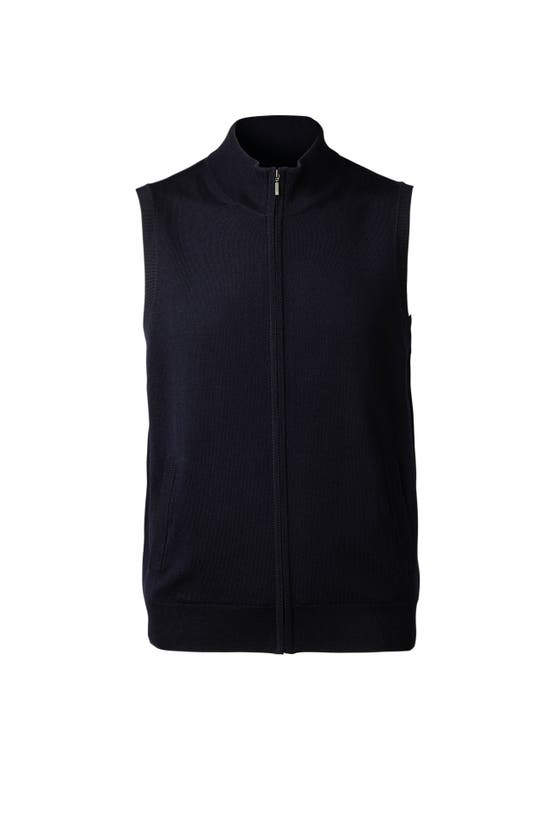 Shop Charles Tyrwhitt Pure Merino Zip Gilet In Navy